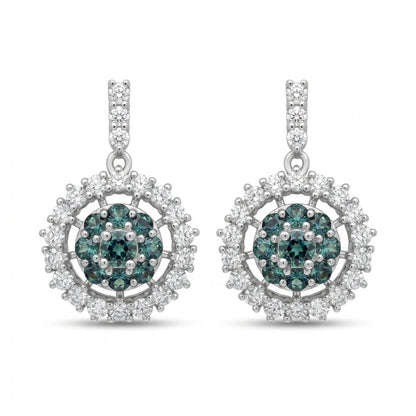 Platinum 0.40cttw Round Alexandrite 0.56cttw White Diamonds Drop Earrings