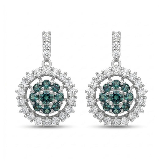 Platinum 0.40cttw Round Alexandrite 0.56cttw White Diamonds Drop Earrings