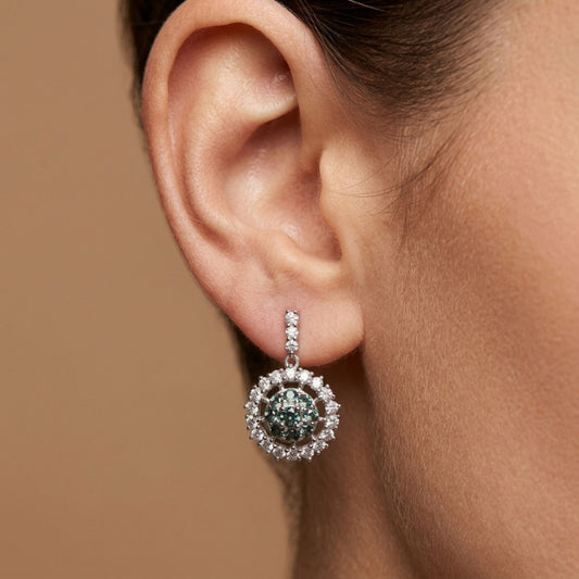 Platinum 0.40cttw Round Alexandrite 0.56cttw White Diamonds Drop Earrings