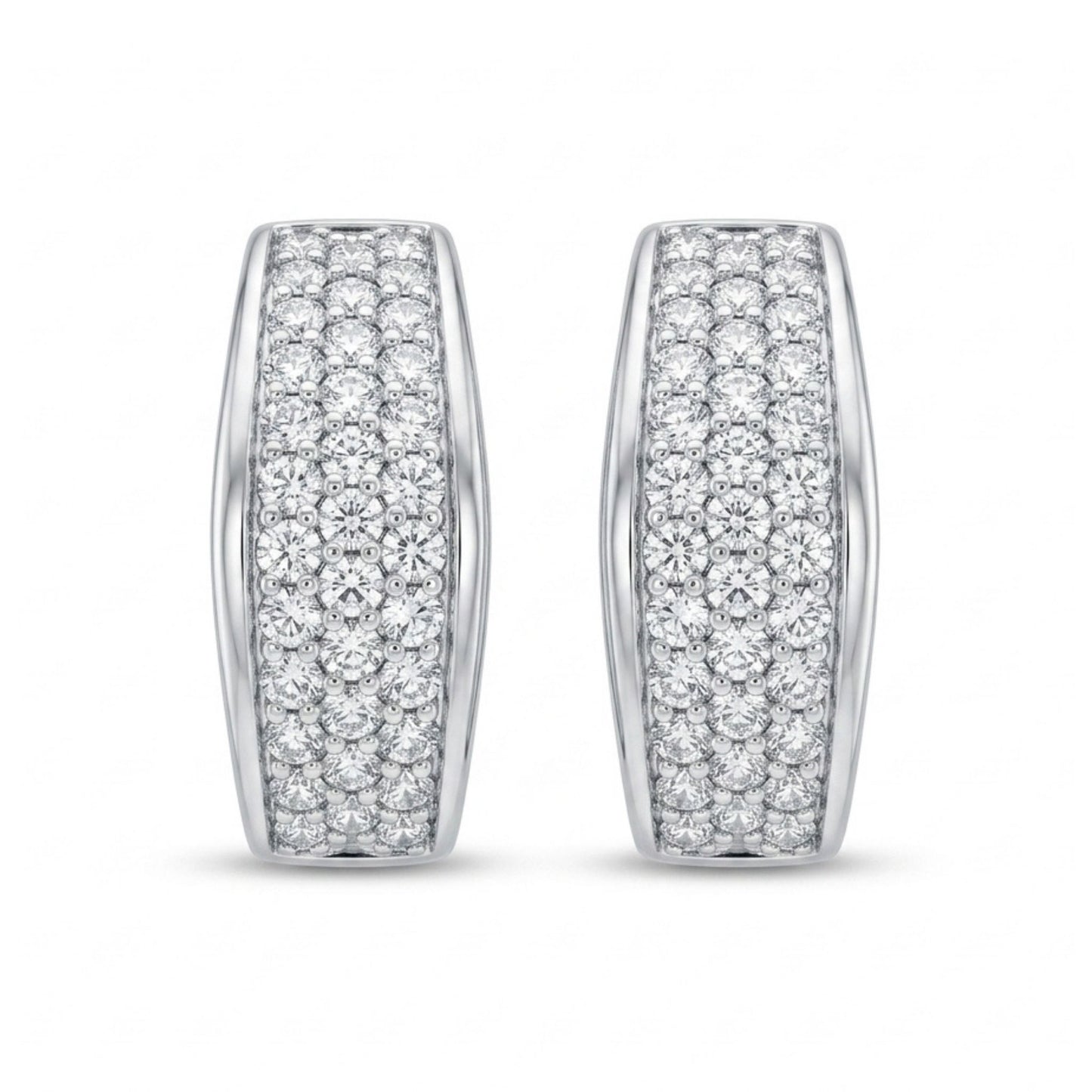 18K 2.00cttw Round White Diamond Hoop Earrings