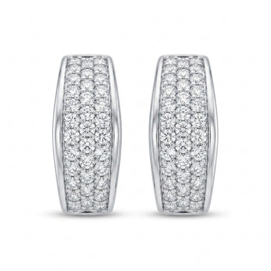 18K 2.00cttw Round White Diamond Hoop Earrings