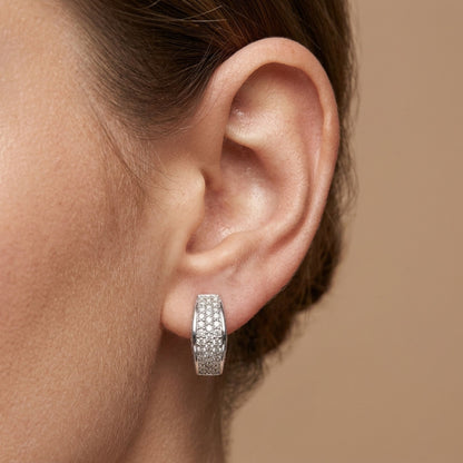 18K 2.00cttw Round White Diamond Hoop Earrings