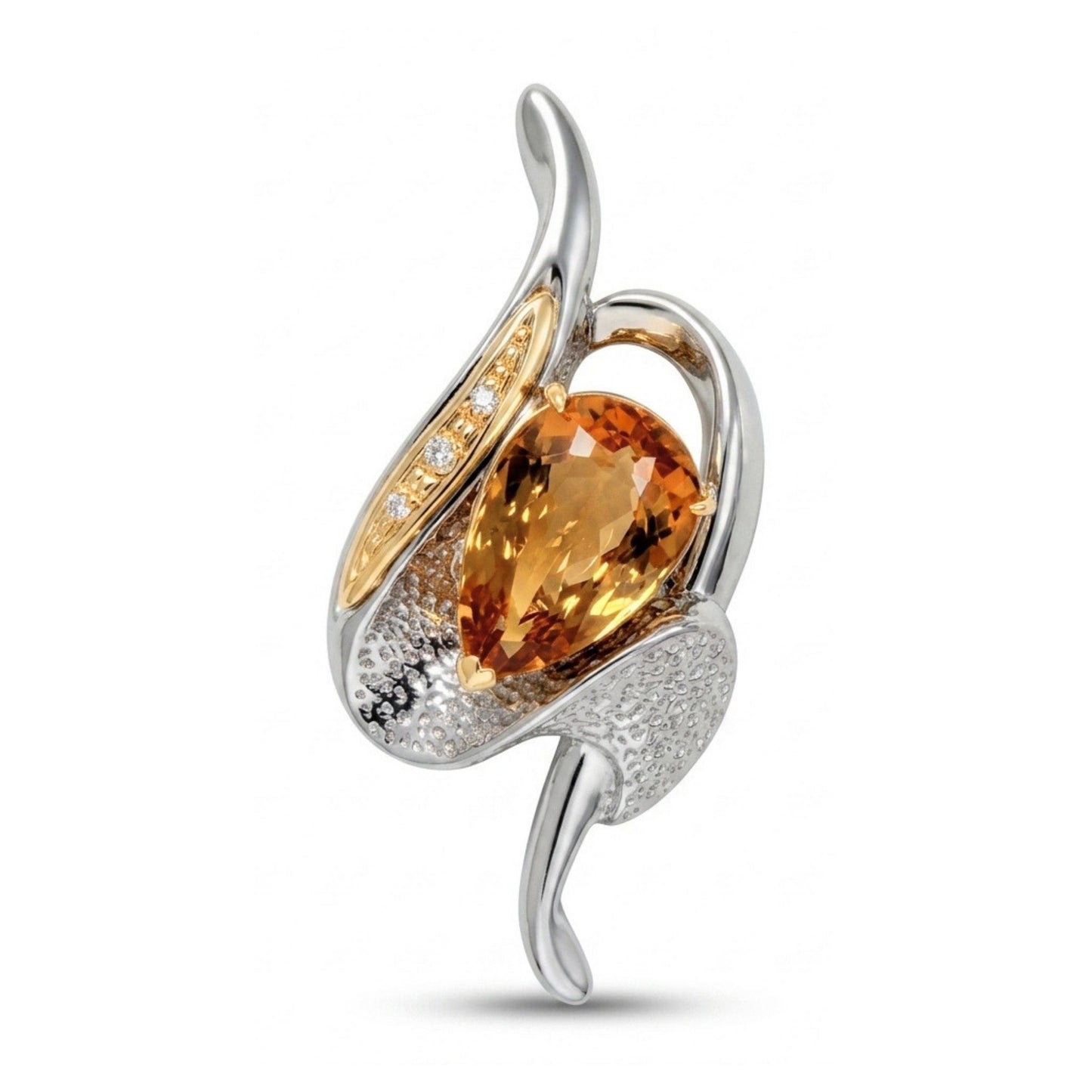 Platinum & 18K 3.47ct Pear Shape Imperial Topaz 0.02cttw White Diamonds Pendant