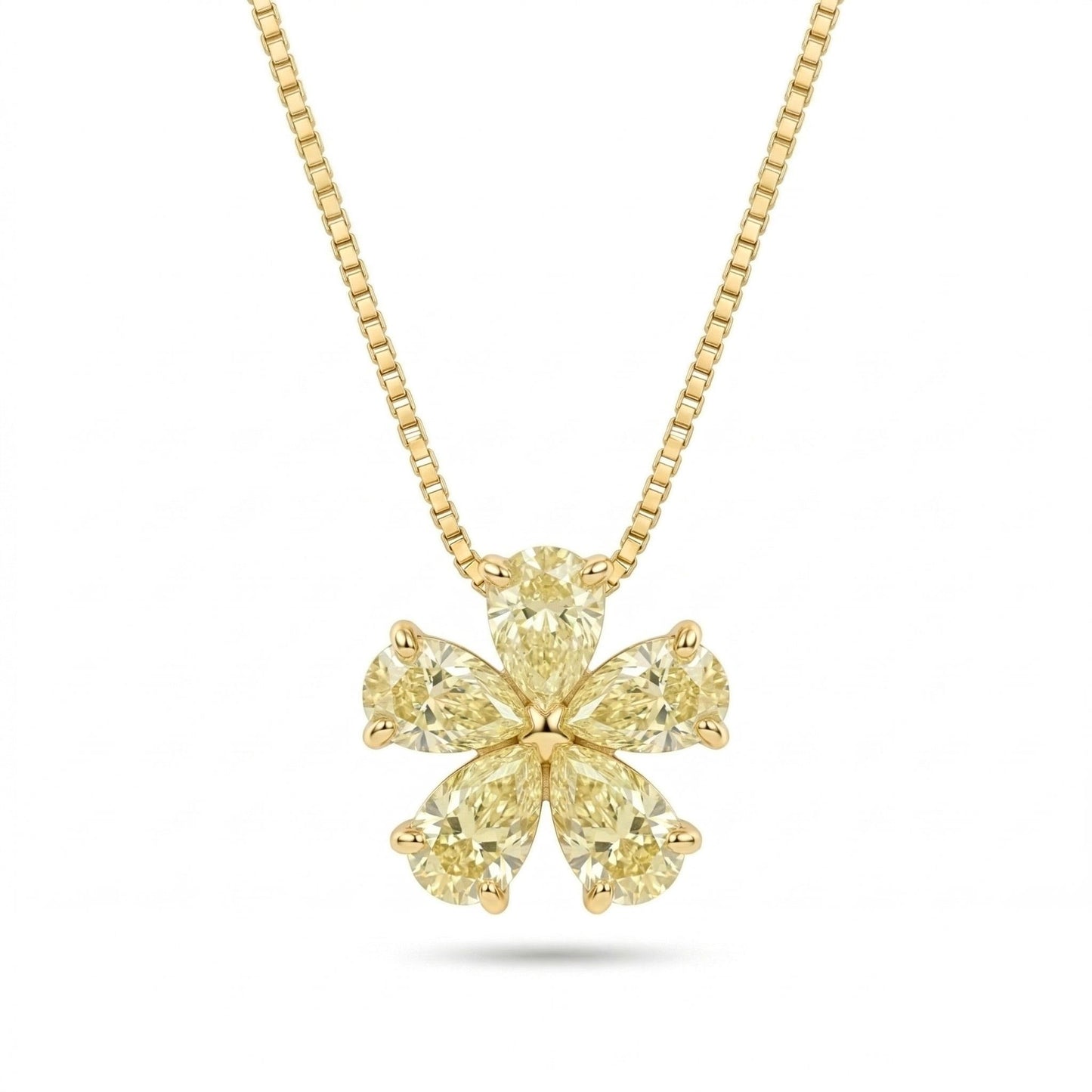 18K 1.00cttw Pear Shape Yellow Diamond Necklace