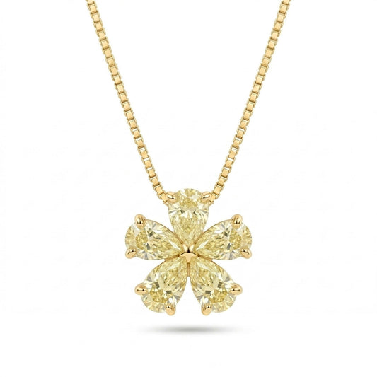 18K 1.00cttw Pear Shape Yellow Diamond Necklace