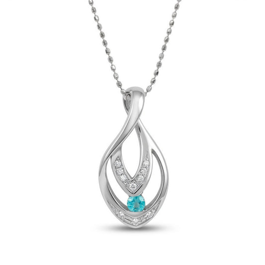 18K 0.10ct Round Brazilian Paraiba 0.05cttw White Diamonds Necklace