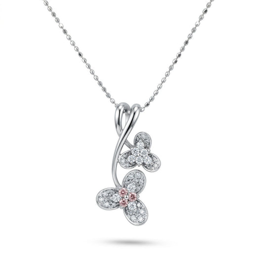 18K 0.04cttw Round Pink Diamond 0.25cttw White Diamonds Necklace