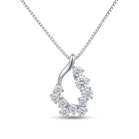 Platinum 1.00cttw Round White Diamond Necklace