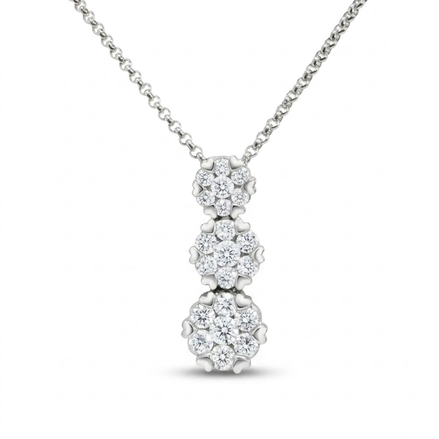 Platinum 1.00cttw Round White Diamond Necklace