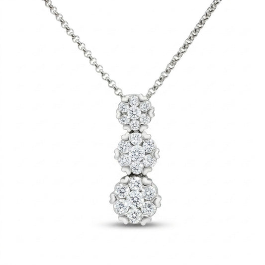 Platinum 1.00cttw Round White Diamond Necklace