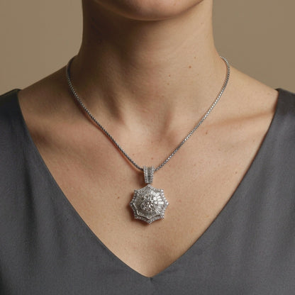 Platinum 2.1cttw Baguette & Round White Diamond Necklace