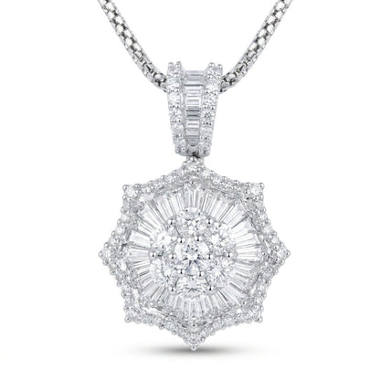 Platinum 2.1cttw Baguette & Round White Diamond Necklace