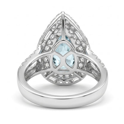 18K 2.98ct Pear Shape Vanadium Beryl 1.81cttw White Diamonds Ring