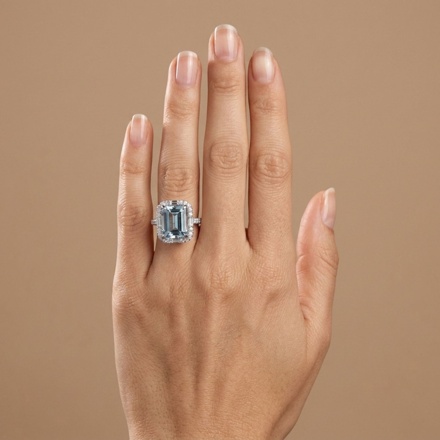 18K 5.45ct Emerald Cut Santa Maria Aquamarine 1.10cttw White Diamonds Ring