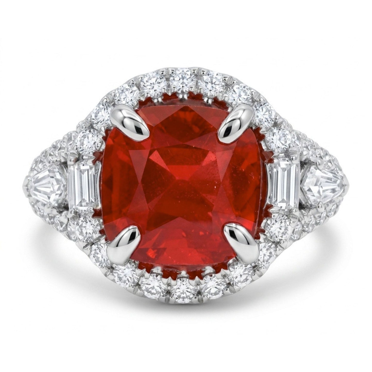 18K 3.05ct Cushion New Find Tanzanian Spinel 0.71cttw VS White Diamonds Ring