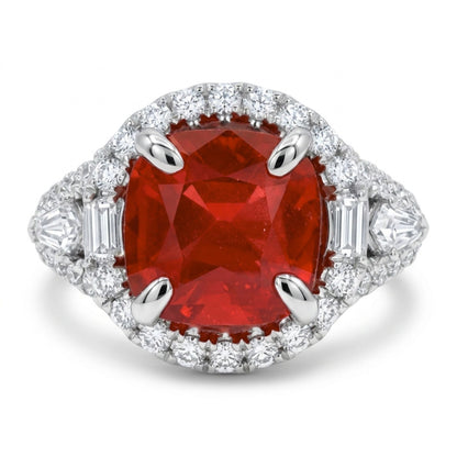 18K 3.05ct Cushion New Find Tanzanian Spinel 0.71cttw VS White Diamonds Ring