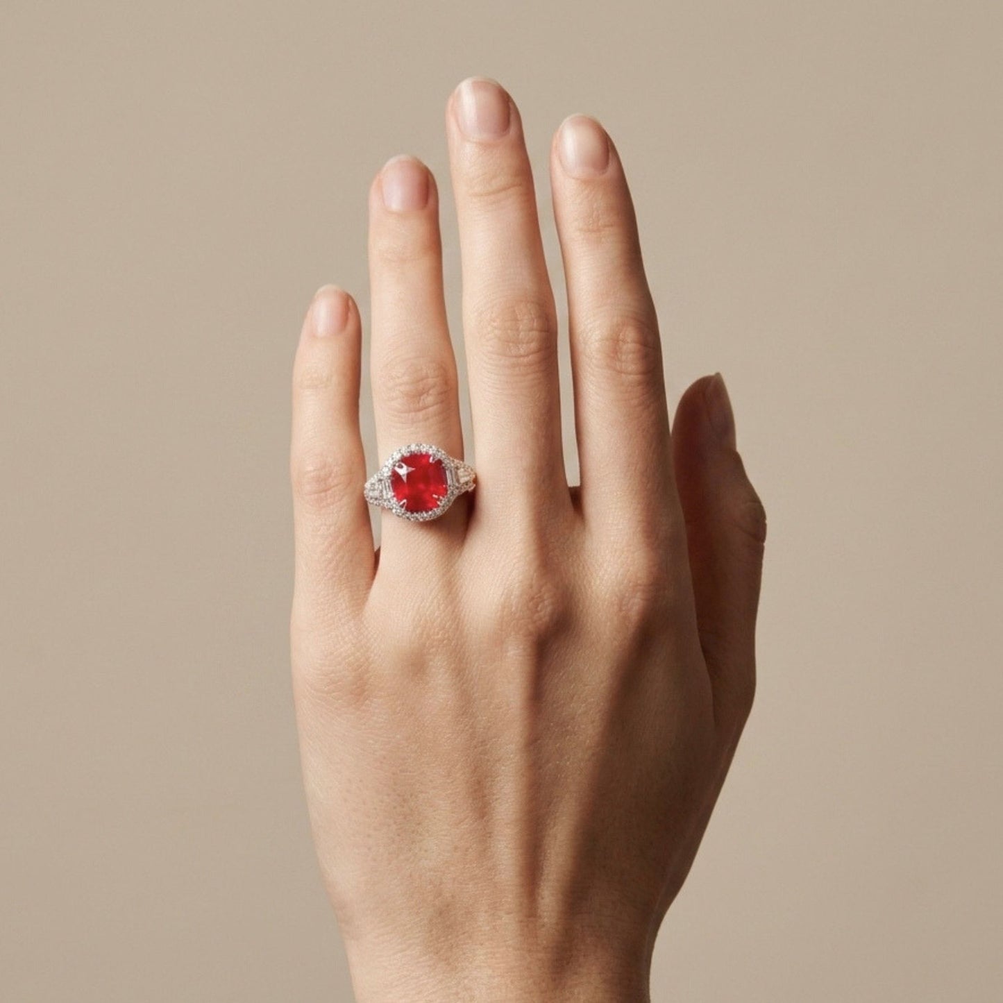 18K 3.05ct Cushion New Find Tanzanian Spinel 0.71cttw VS White Diamonds Ring