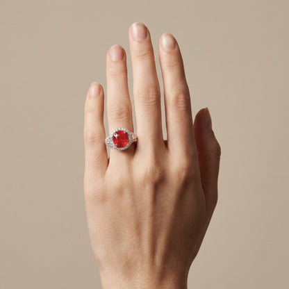 18K 3.05ct Cushion New Find Tanzanian Spinel 0.71cttw VS White Diamonds Ring