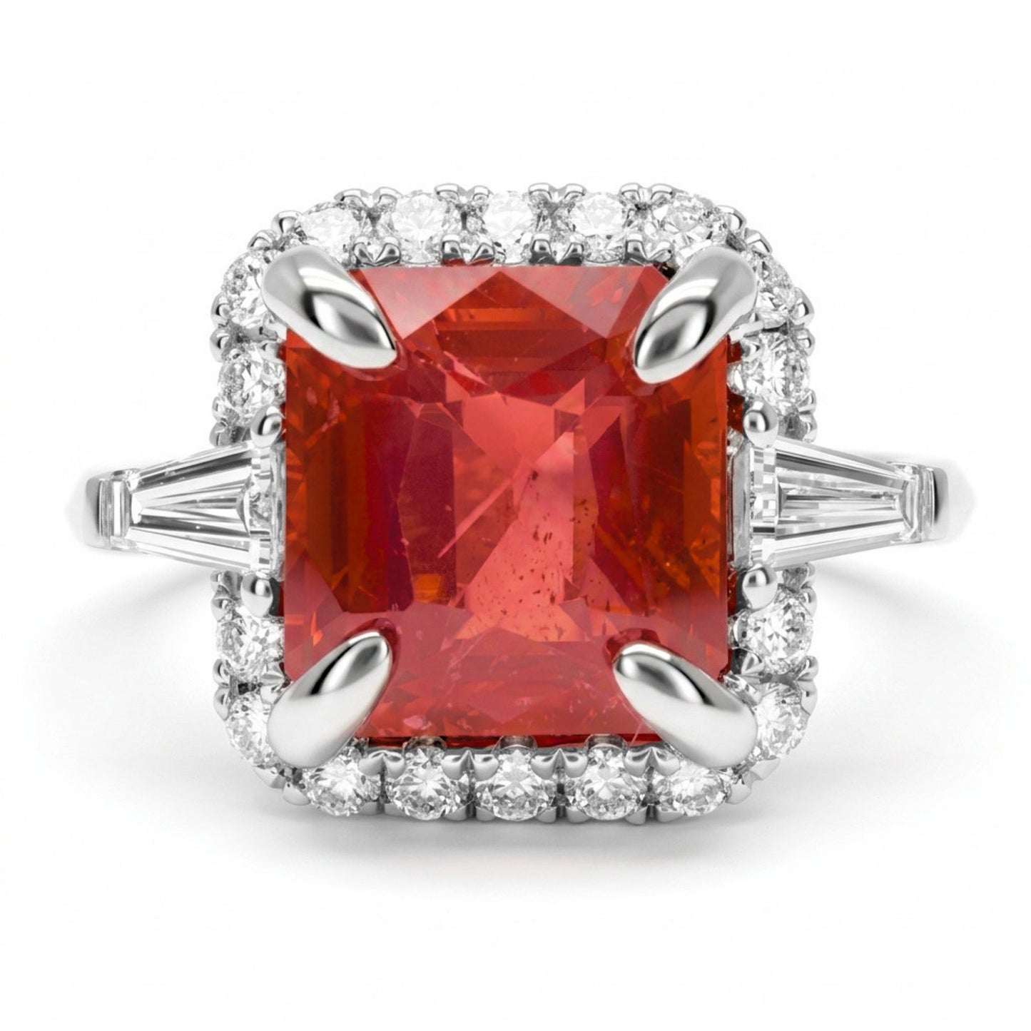 18K 2.25ct Emerald Cut New Find Tanzanian Spinel 0.31cttw White Diamonds Ring