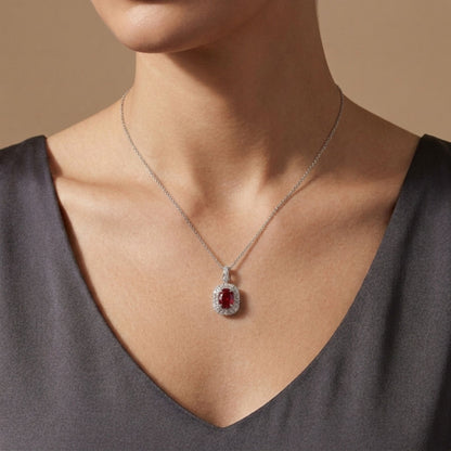 18K 0.63ct Oval Red Beryl 0.21cttw White Diamonds Pendant