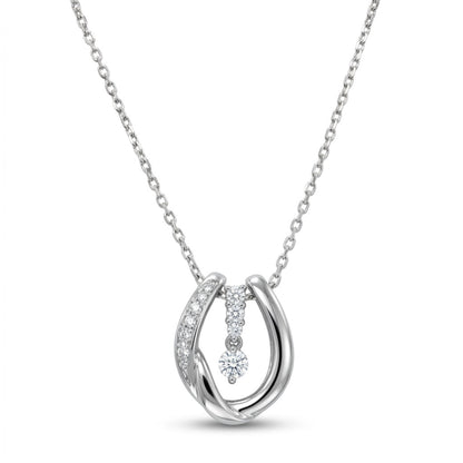 Platinum 0.23cttw Round White Diamonds Necklace