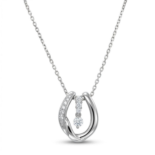 Platinum 0.23cttw Round White Diamonds Necklace
