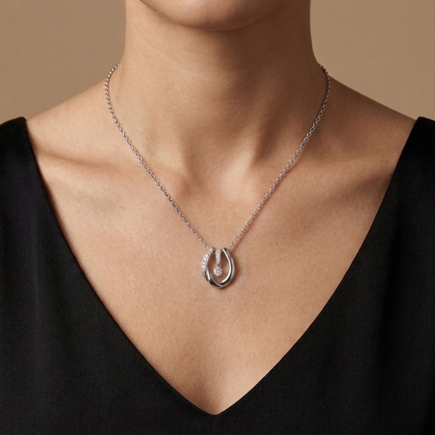 Platinum 0.23cttw Round White Diamonds Necklace