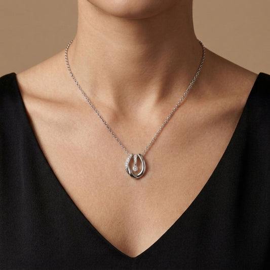 Platinum 0.23cttw Round White Diamonds Necklace