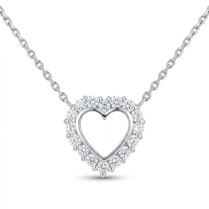 Platinum 0.55cttw Round White Diamond Heart Necklace