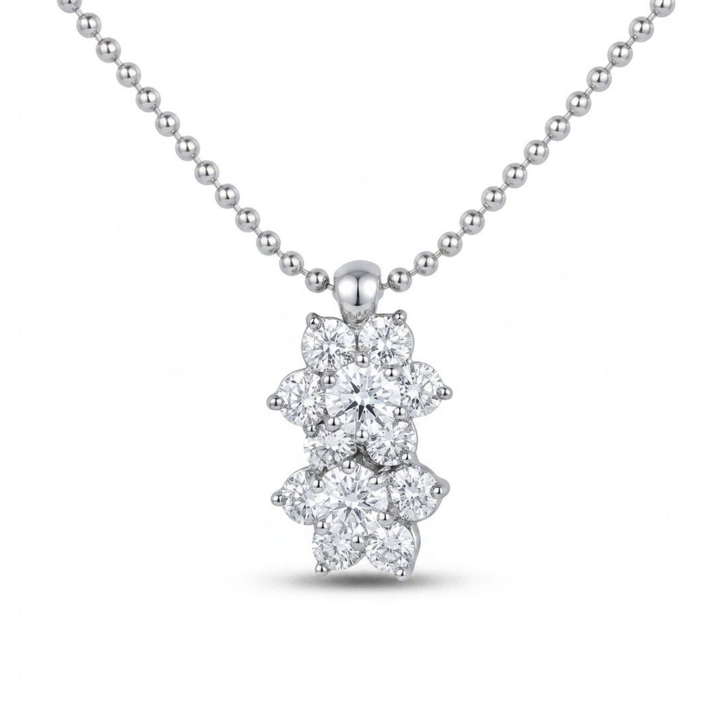 Platinum 1.00cttw Round White Diamond Necklace