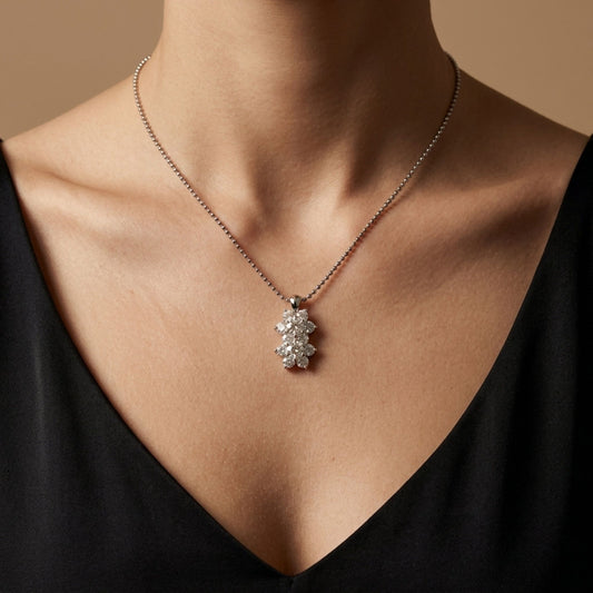 Platinum 1.00cttw Round White Diamond Necklace