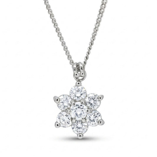 Platinum 1.04cttw Round White Diamond Necklace