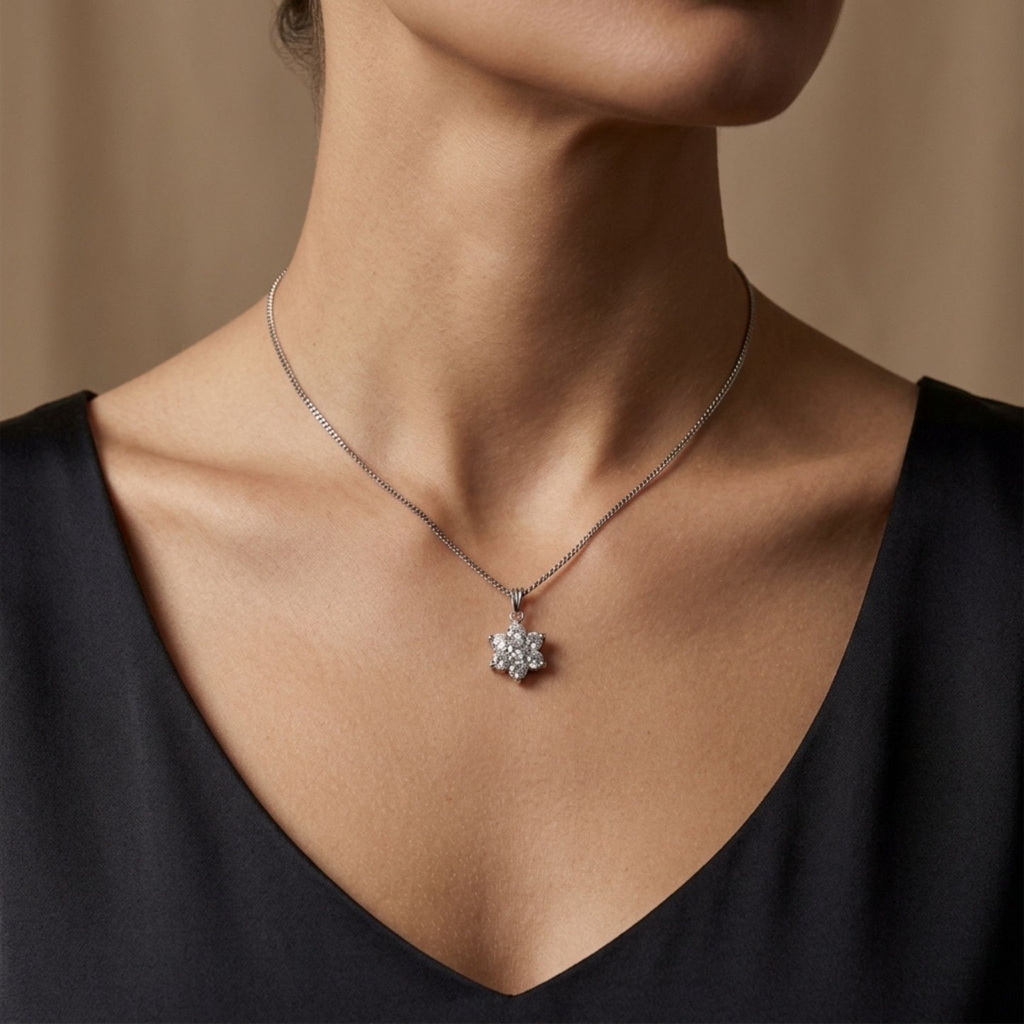 Platinum 1.04cttw Round White Diamond Necklace