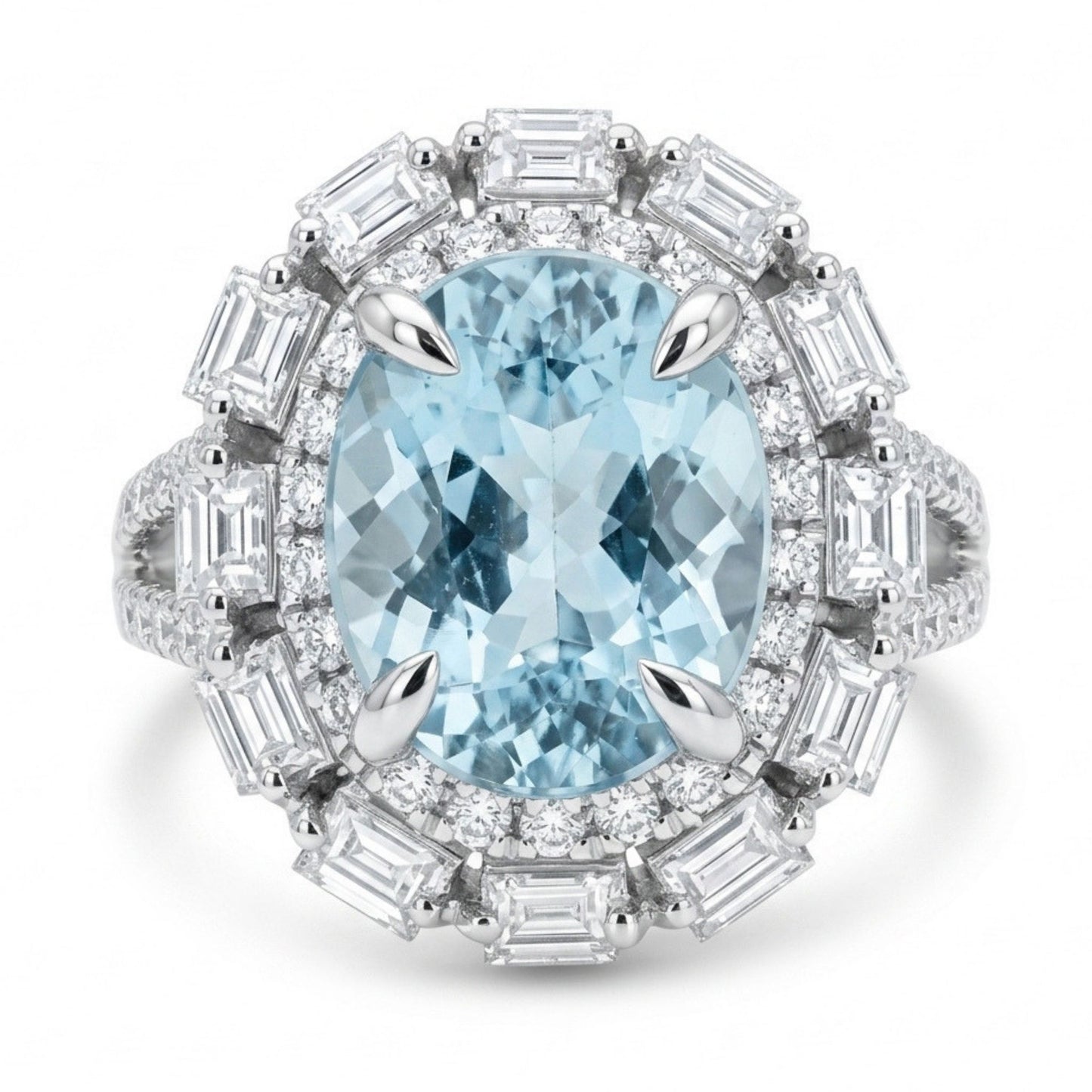 18K 2.80ct Oval Paraiba 1.05cttw White Diamonds Ring