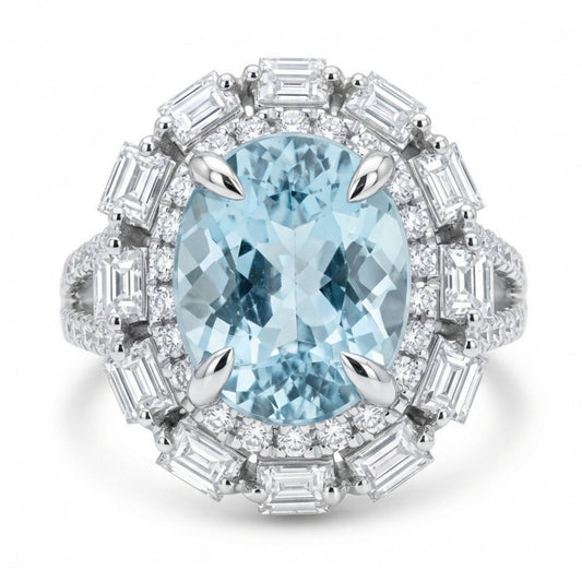 18K 2.80ct Oval Paraiba 1.05cttw White Diamonds Ring