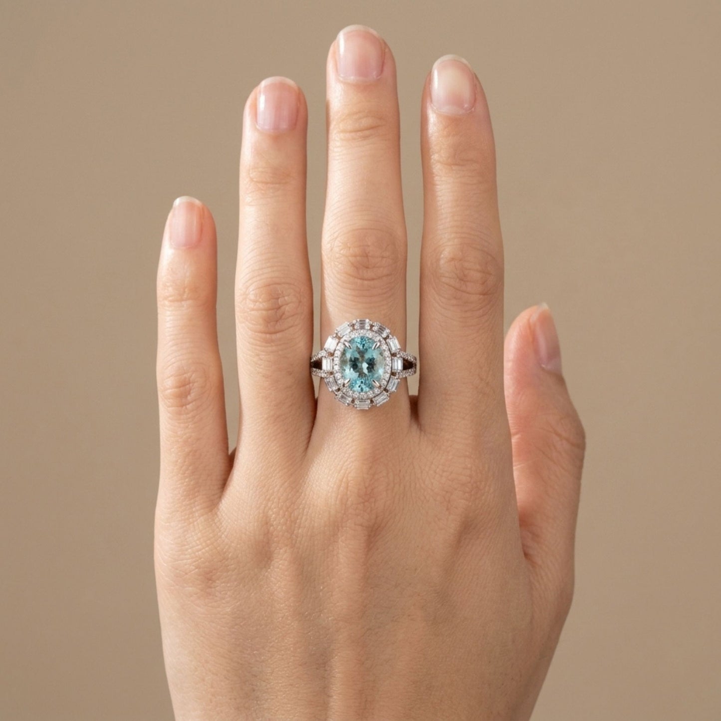 18K 2.80ct Oval Paraiba 1.05cttw White Diamonds Ring