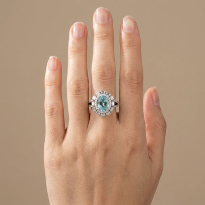 18K 2.80ct Oval Paraiba 1.05cttw White Diamonds Ring
