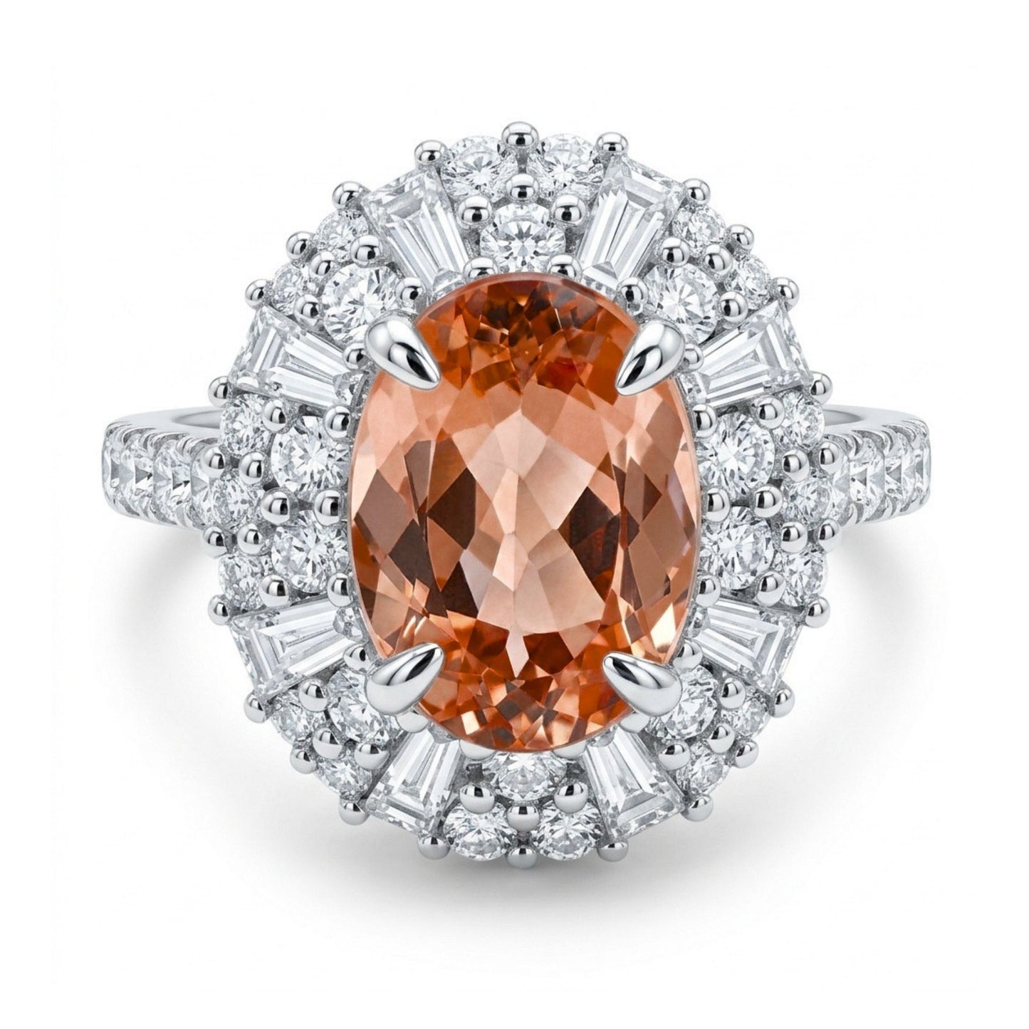 18K 3.05ct Oval Imperial Topaz 1.19cttw White Diamonds Ring