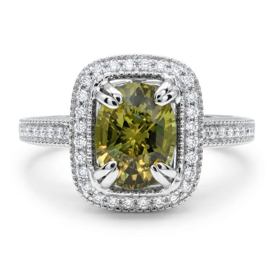 18K 1.02ct Oval Alexandrite 0.13cttw White Diamonds Ring GIA #1513511810
