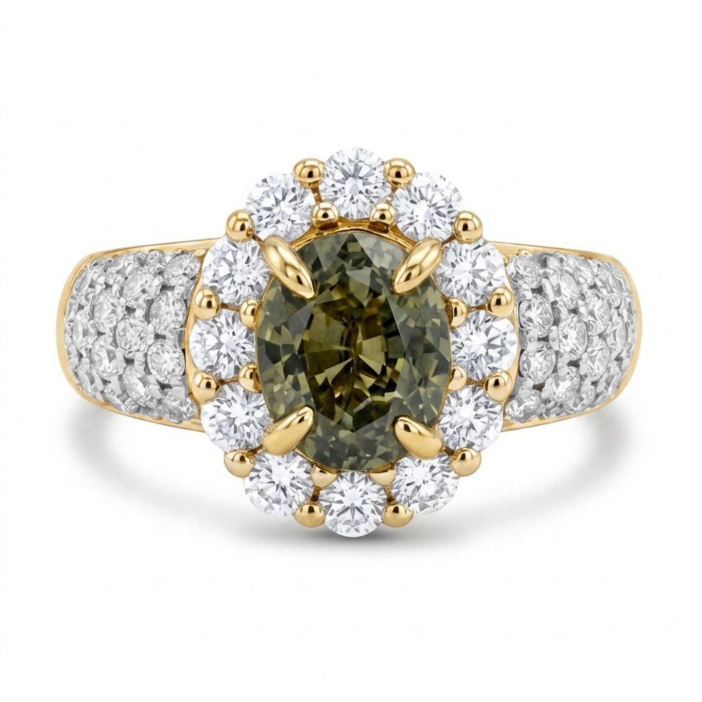 14K 1.68ct Oval Alexandrite 1.01cttw VS White Diamonds Ring GIA #2524968444