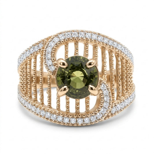 14K 1.49ct Oval Alexandrite 0.28cttw VS White Diamonds Ring GIA #1515838493