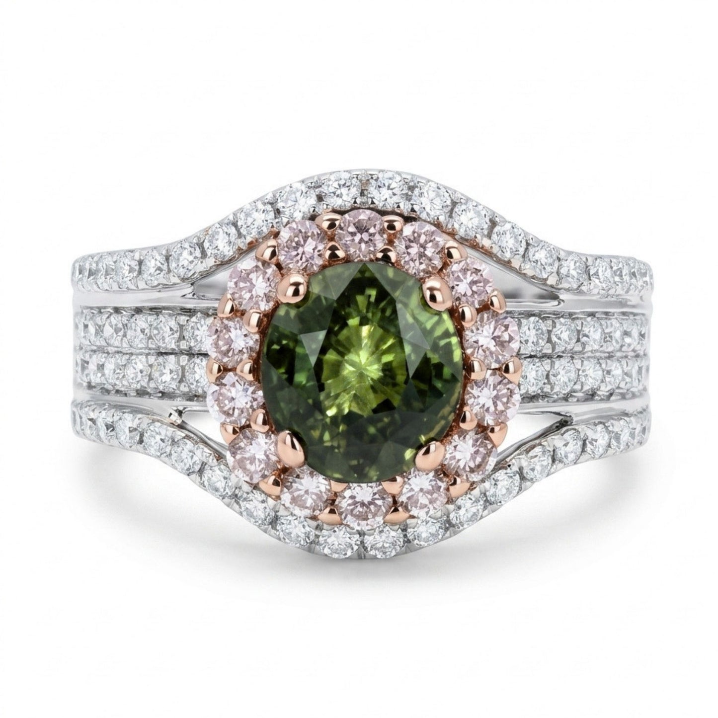 14K 1.15ct Oval Alexandrite 0.97cttw Pink & White Diamonds Ring GIA #2547629736