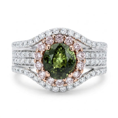 14K 1.15ct Oval Alexandrite 0.97cttw Pink & White Diamonds Ring GIA #2547629736
