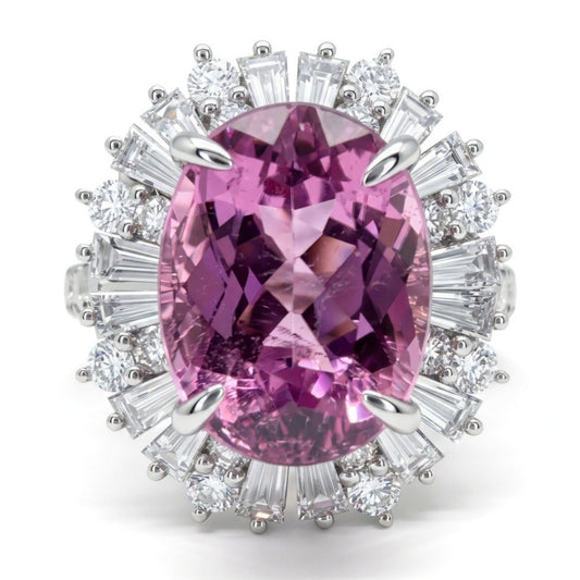 18K 5.23ct Oval Copper Bearing Tourmaline 1.50cttw White Diamonds Ring