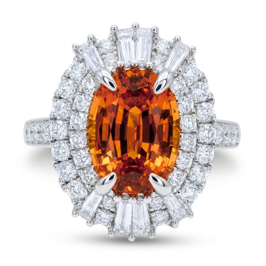 18K 2.43ct Oval Private Collection Mandarin Garnet 0.81cttw VS White Diamonds Ring