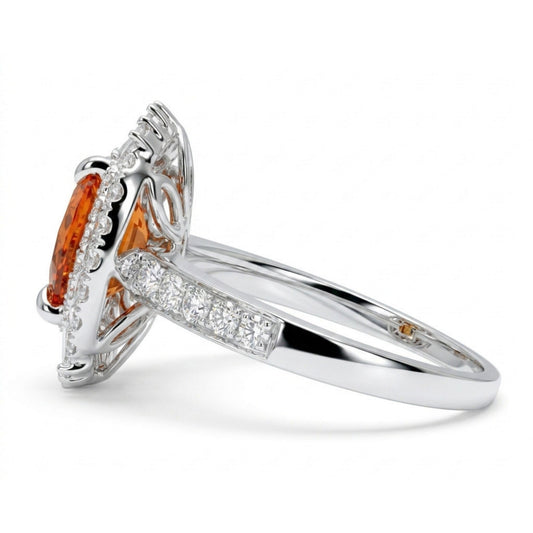 18K 2.43ct Oval Private Collection Mandarin Garnet 0.81cttw VS White Diamonds Ring