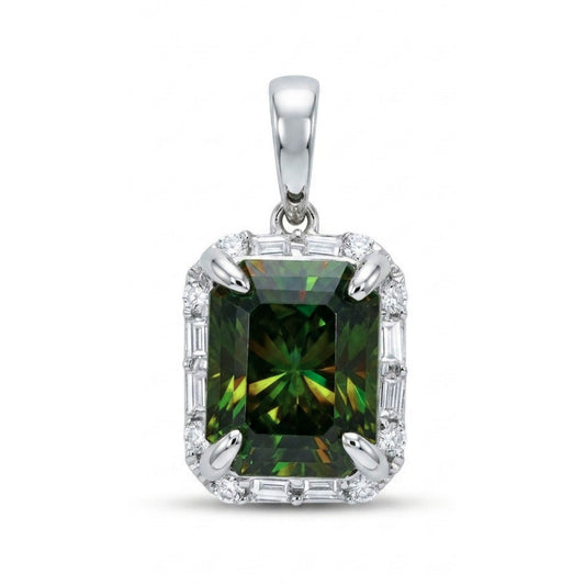 18K 1.97ct Radiant Cut Color Change Sphene 0.19cttw White Diamonds Pendant