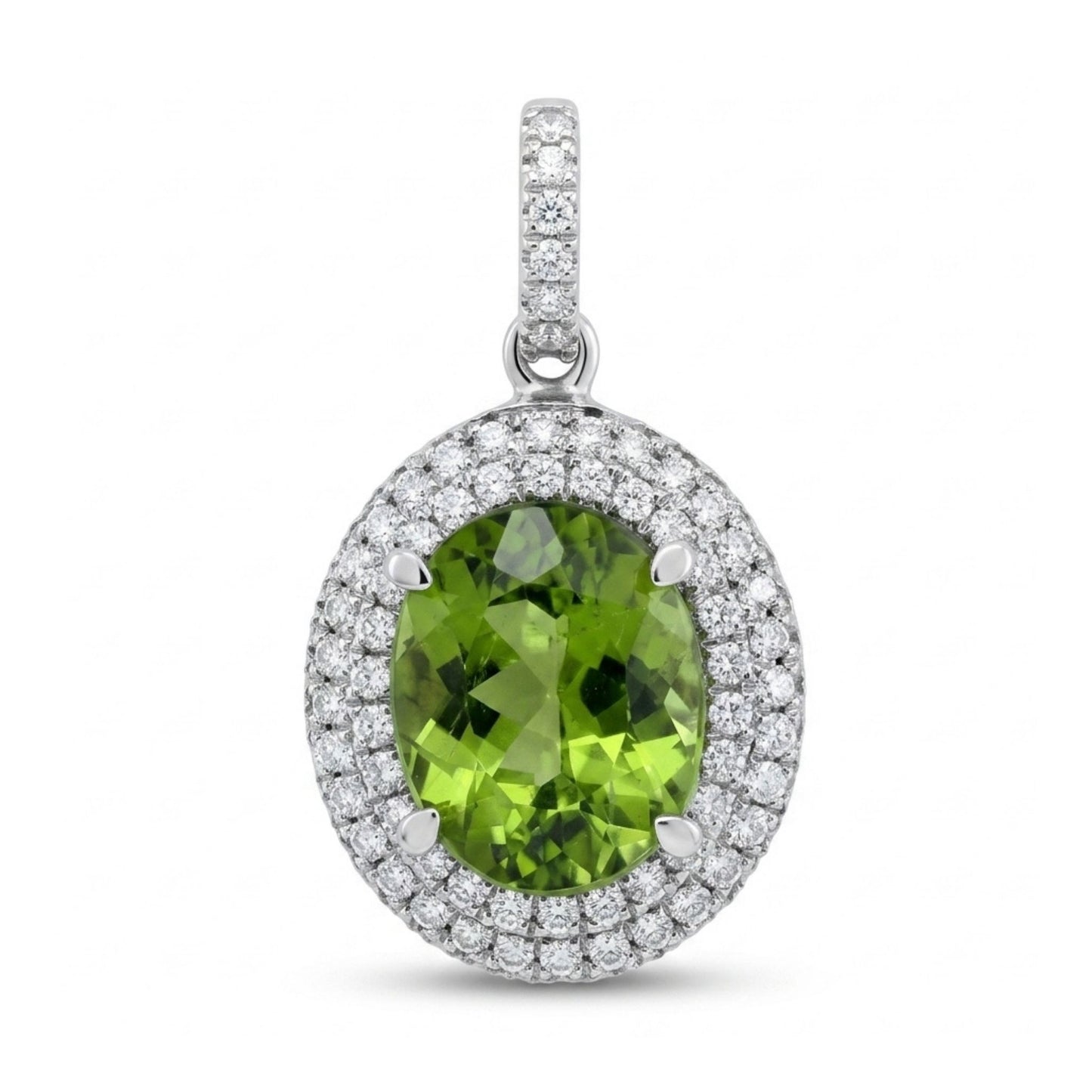 18K 3.11ct Oval Green Paraiba 0.58cttw White Diamonds Pendant