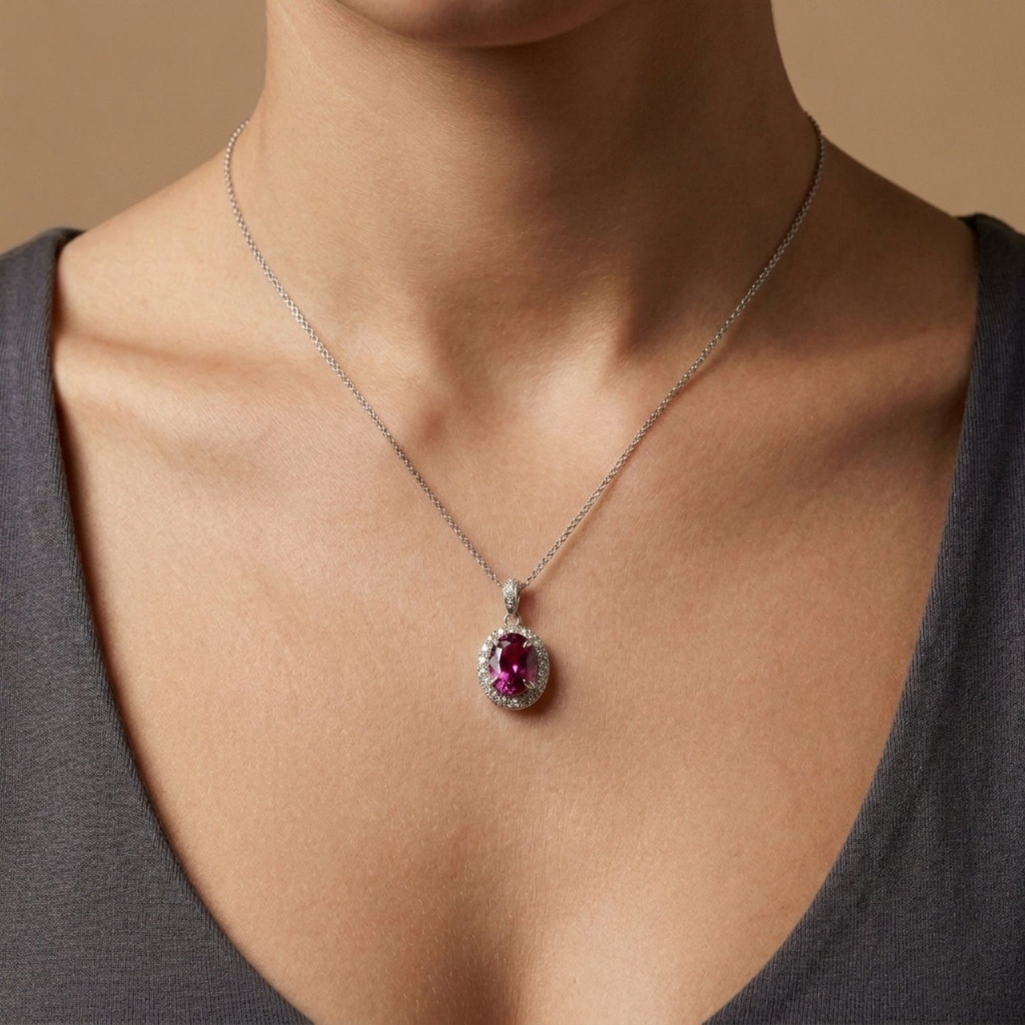 14K 1.84ct Oval Copper Bearing Tourmaline 0.37cttw VS White Diamonds Pendant
