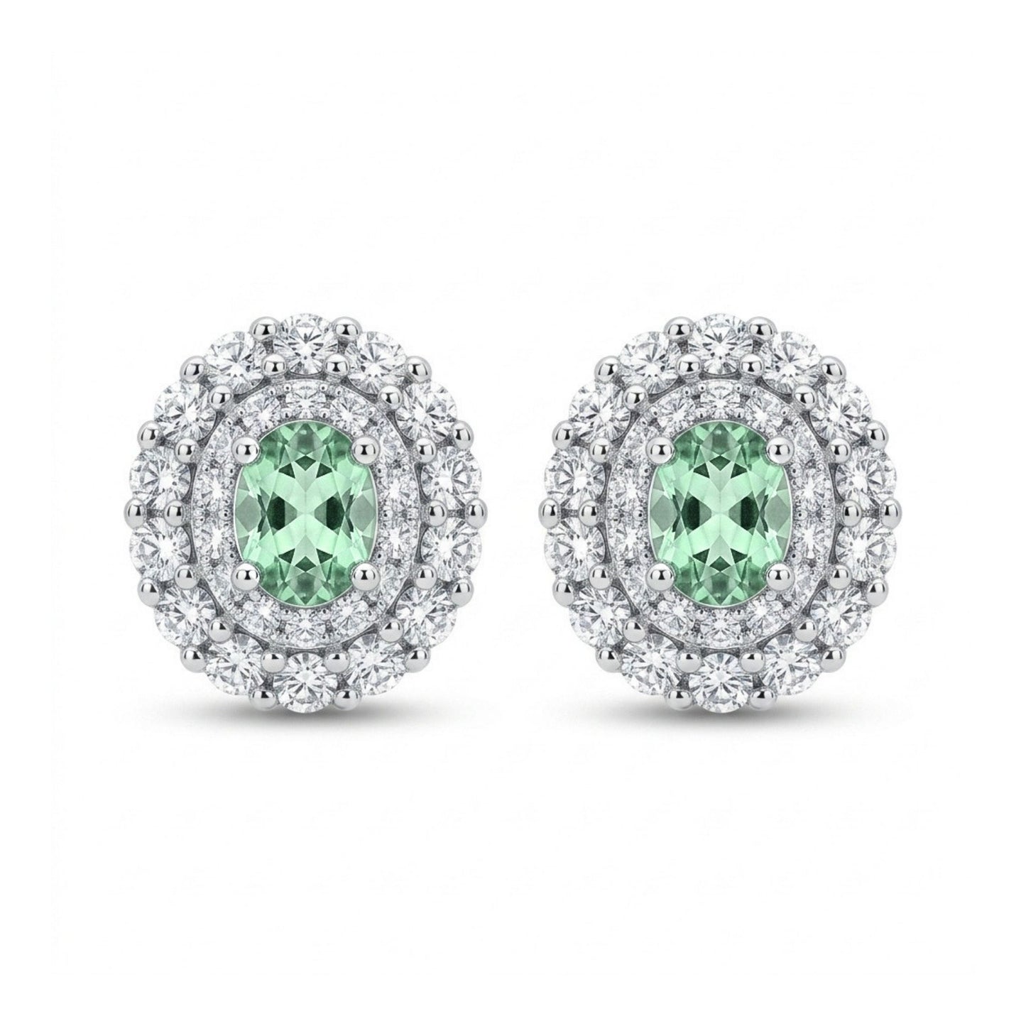 14K 0.40cttw Oval Kornerupine 0.54cttw VS White Diamonds Stud Earrings